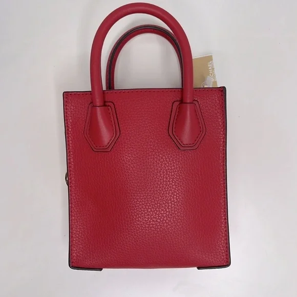 MICHAEL KORS Mercer Extra Small Mini Pebble Leather Crossbody Flame Red NWT